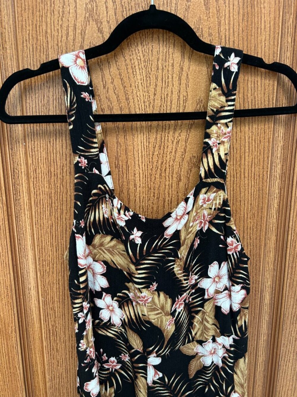 Rip Curl Black Floral Tropical Wide Leg Cropped Jumpsuit Romper - Picture 2 of 5